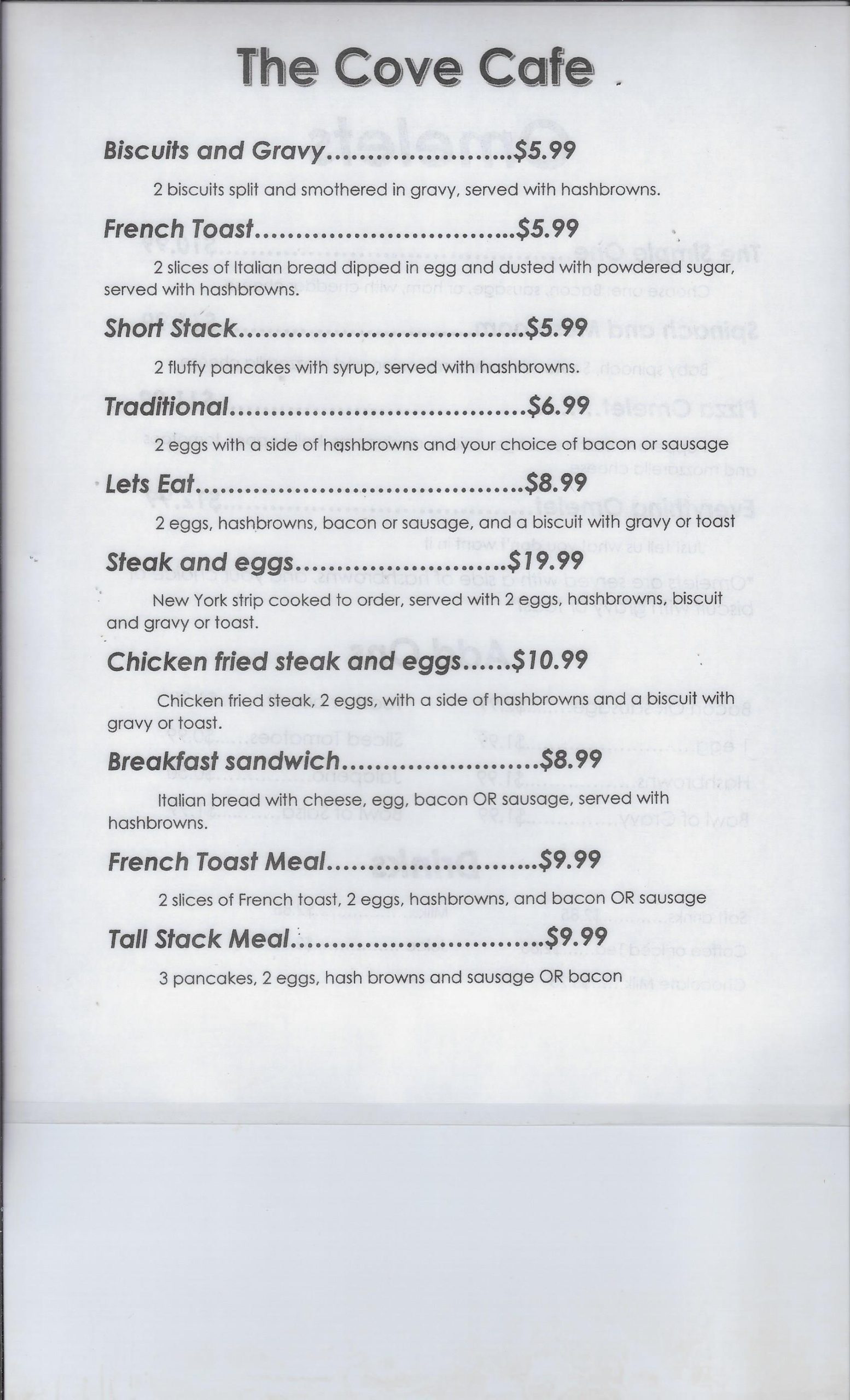The Cove Restaurant and Bar - Boonville, MO 65233 (Menu & Order Online)